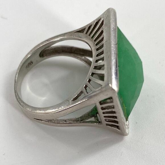 Sterling Silver Faceted Green Chalcedony Gemstone Ring Square‎ Womens Sz 8.25 - Picture 3 of 9